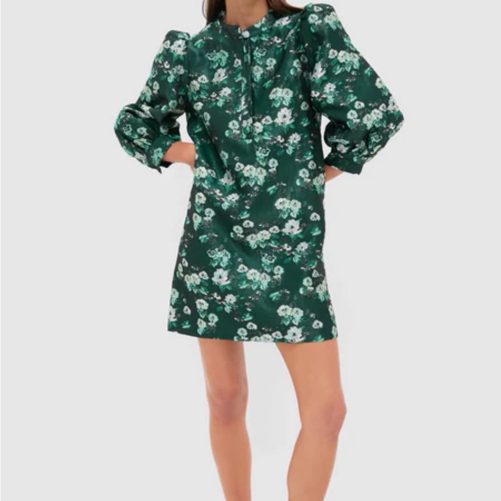 Pomander Place Dark Green Floral Long Sleeve Dress